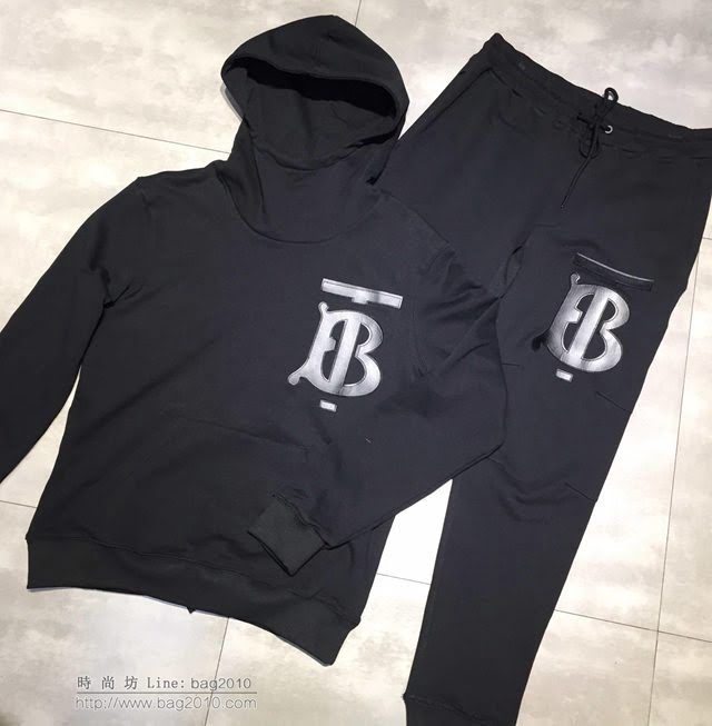 Burberry運動褲 2019春夏新款 巴寶莉黑色休閒褲套裝   tzy1603